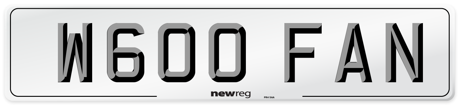 W600 FAN Number Plate from New Reg